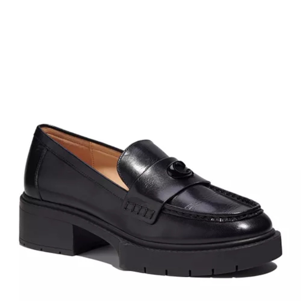 Coach Leah Leather Lug-Sole Loafers